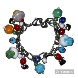 Glass Cupcake Charm Bracelet